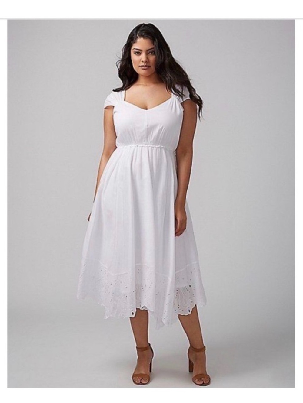 Lane Bryant White Eyelet Sleeveless Cotton Dress Wedding Beach Vacation New 14
